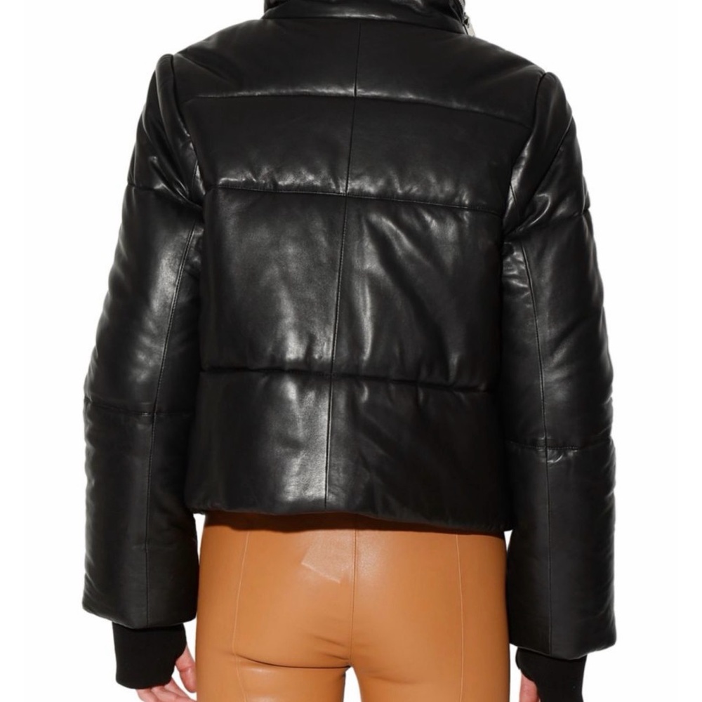 Walter Baker Edwina Leather Puffer Jacket, Black View 3